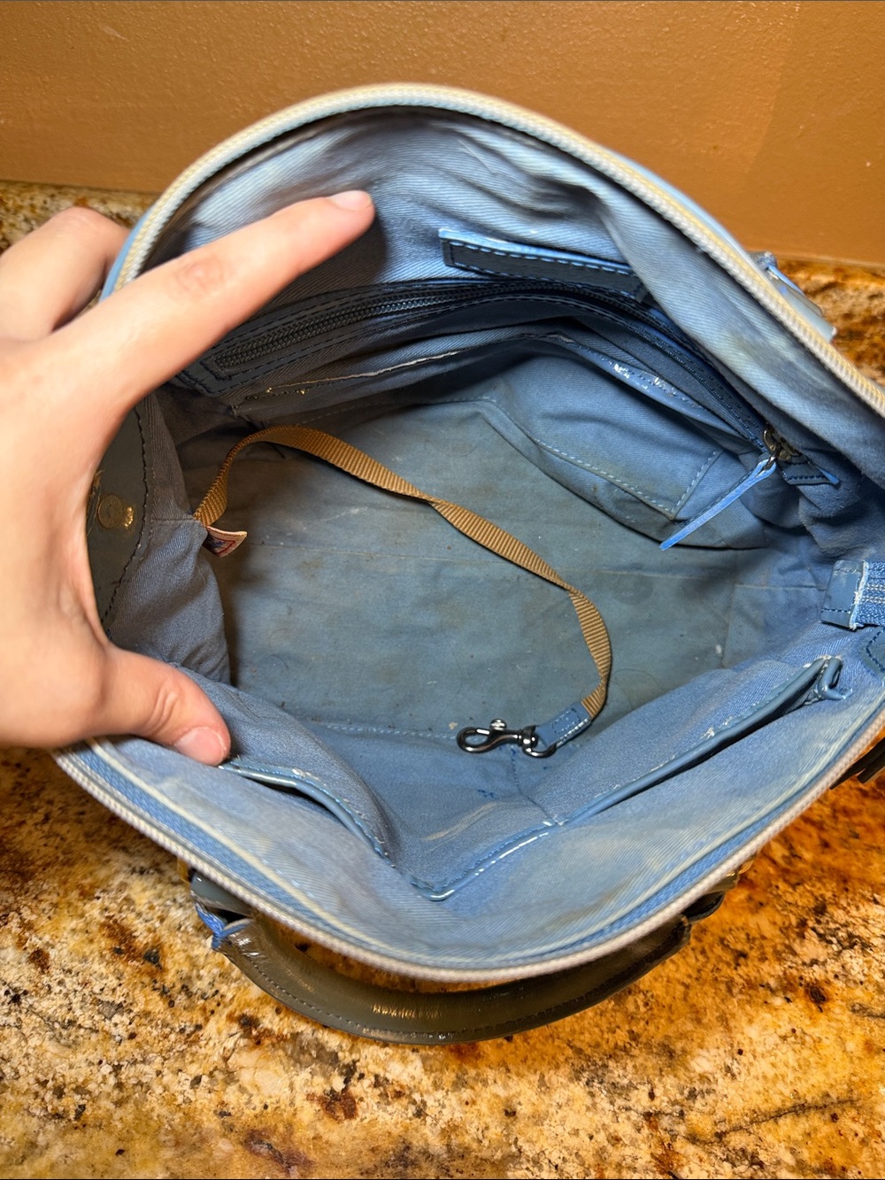 Dooney & Bourke Light Blue Patent Leather Satchel - Picture 8 of 9